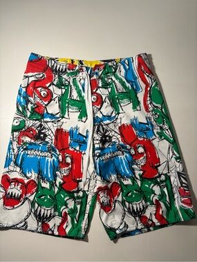 Vintage Ryan Sheckler volcom monsters funky art board shorts y2k all over print